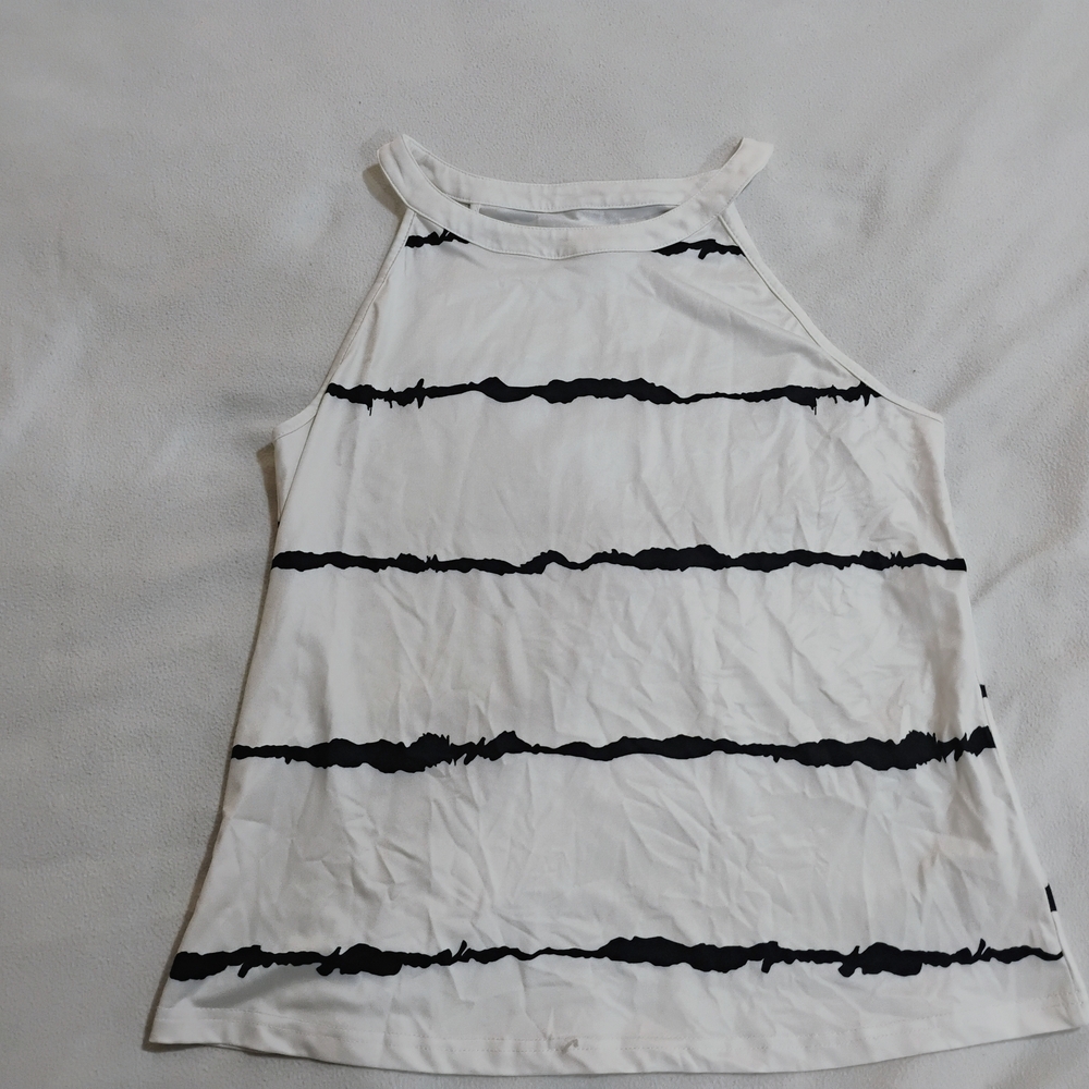 Stylish Black and White Striped Women's Halter Tank Top